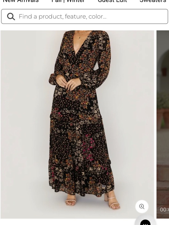 Baltic Born Dresses & Skirts - Baltic Born Black Floral V‑Neck Long Sleeve Maxi Dress